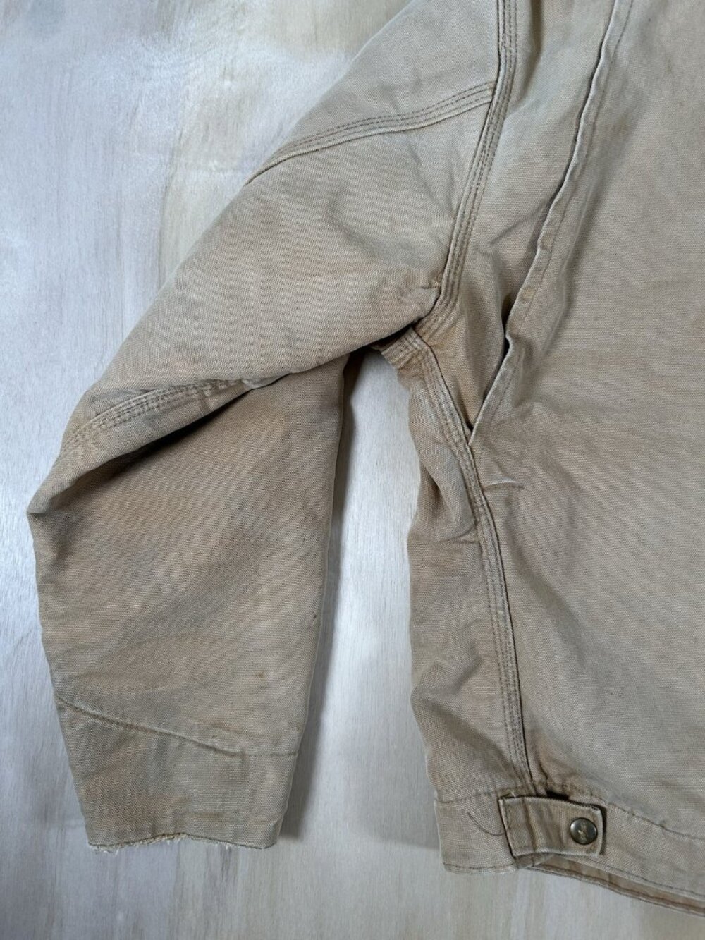Vintage 1980s Carhartt Detroit Jacket Blanket Lined Tan Distressed Work Size M - Picture 9 of 14